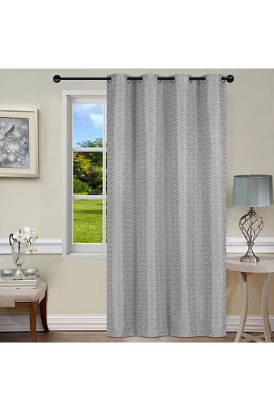 Home Box Blackout Single Geometric Jacquard Curtain with Eyelets – 140x240 cm