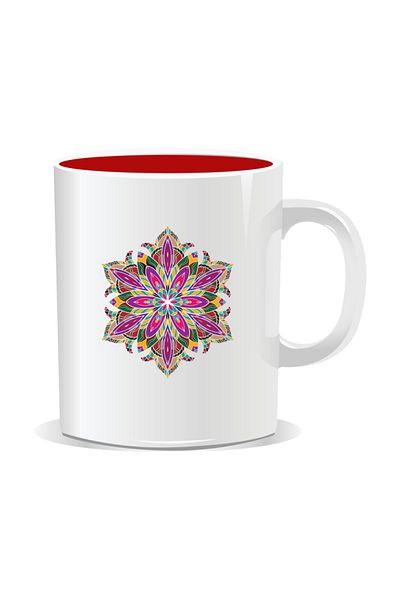 OEM Personalized mug with mandala, Mandala drug - Red interior