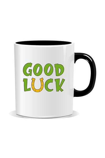 OEM Personalized mug with March 1st message, Good Luck - Black interior