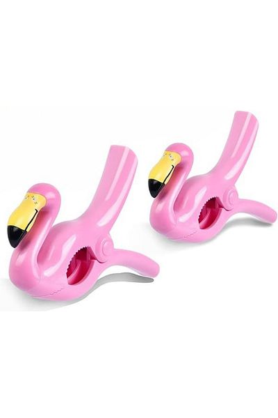 Yenigeldi 2 Pack Flamingo Beach Towel Clips – Wind Resistant, Stylish Design, Strong Grip, Portable