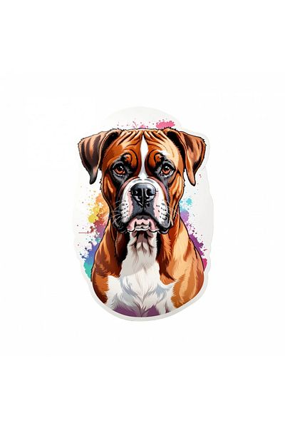 INOVATIX Set de 8 piese, autocolant portret câine Boxer, INOVATIX®. 6 cm