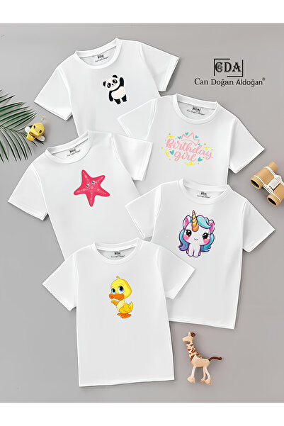 CDA Παιδικό μπλουζάκι Cute Animals White (Συσκευασία 5 τεμαχίων)