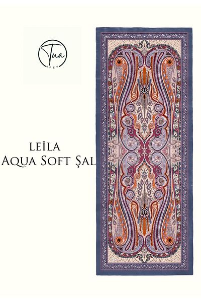 TUA İPEK Leila Aqua Soft Coton Shal - Ethnic Patterned