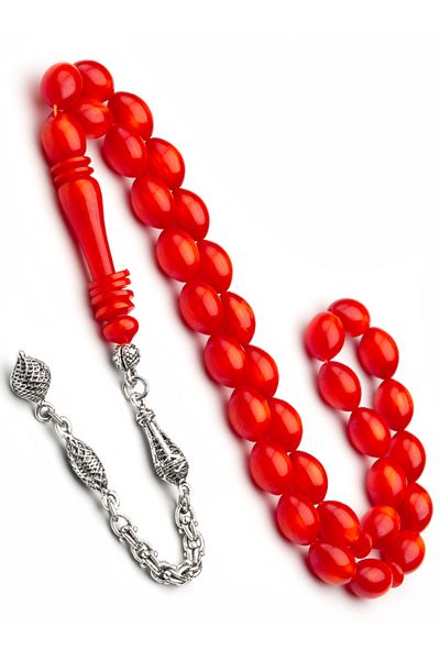 OTTOTESBİH Men's Gift 8X11Mm Katalin Prayer Beads, Bleeding Baga Prayer Beads Red