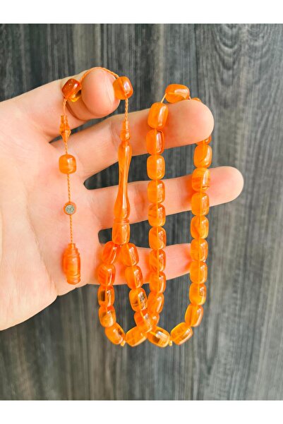 TTS TÜRK TESBİH SANATI Yoğun Hareli Sıkma Kehribarı Tesbih