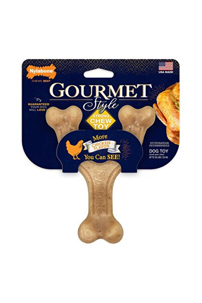 Nylabone عظمة الترقوة القوية للمضغ، دجاج عادي على الطريقة الذواقة