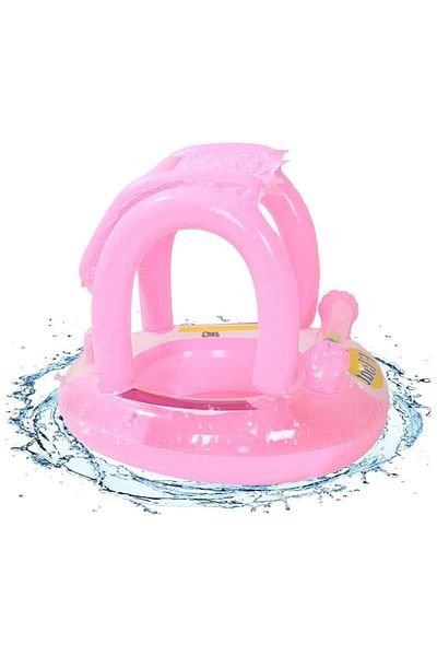SIKS Inflatable Baby Pool With Canopy, Anti-rollover Function, 62 Cm Diameter X 66 Cm Height, Pink
