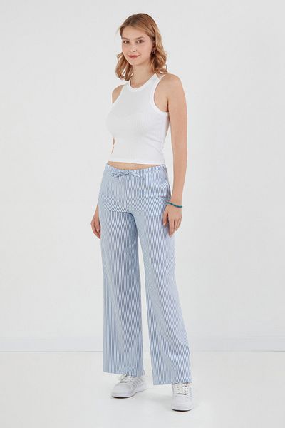 Fulla Moda Striped Tie Waist Palazzo Pants