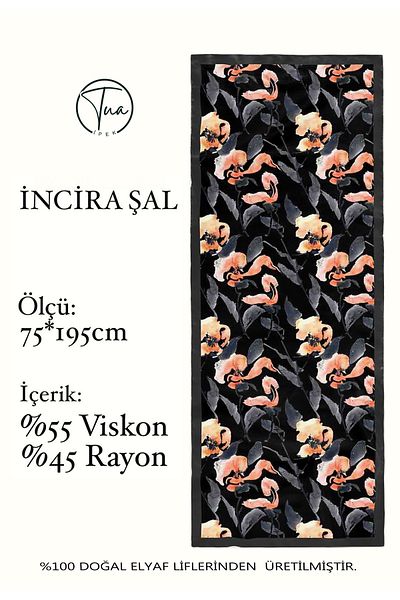TUA İPEK Organic Viscose Silk İnci̇ra Shal - Floral Patterned
