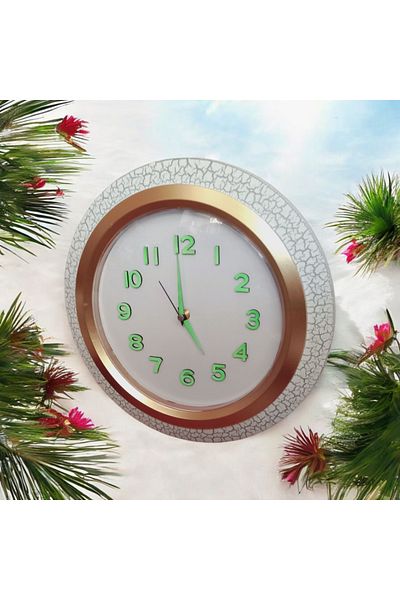 Bahat Phosphorescent 3D Relief Figure White Wall Clock Diameter 36 cm Plastic