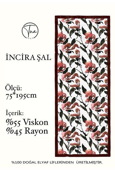TUA İPEK ȘAL DE PERLE din mătase organică de viscoză - Motiv floral