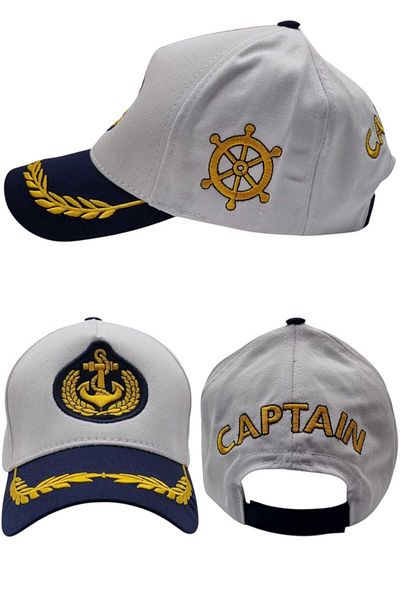 Mood Agenda Unisex Cotton Sailor Embroidered Captain Hat Embroidered Captain Hat