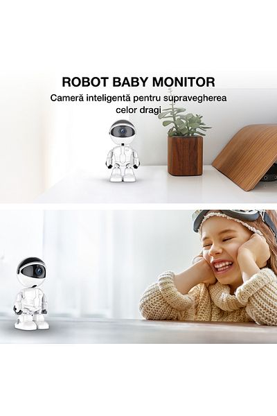 Spionescu Robot baby monitor, 2 MP wireless surveillance camera, HD 1080P, motion sensor, 360°