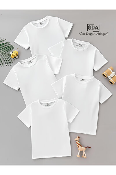 CDA Tricou alb simplu pentru copii (pachet de 5)