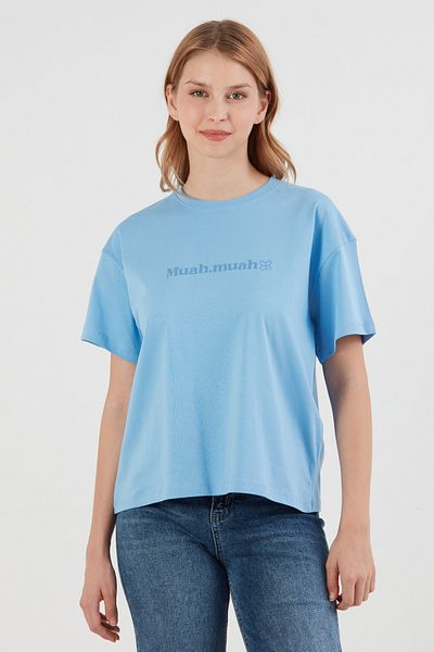 Fulla Moda Tricou cu gât crew cu imprimeu text