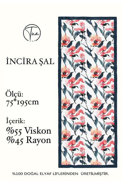 TUA İPEK Organic Viscose Silk İnci̇ra Shal - Floral Patterned