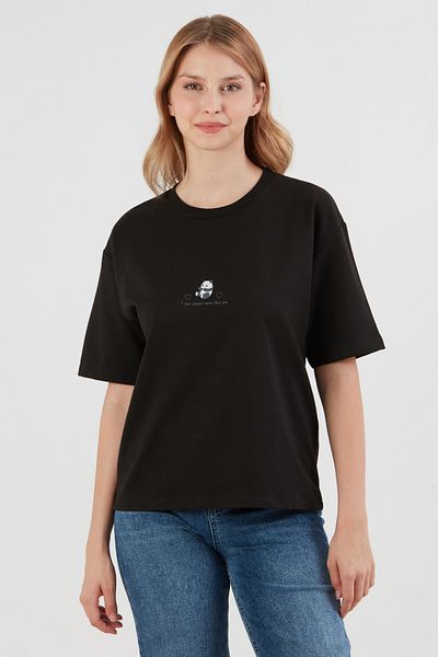 Fulla Moda Panda Printed Oversize T-Shirt