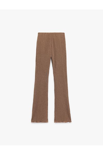 Koton Noul sezon, talie înaltă, împletită, amestec de viscoză, pantaloni spaniole