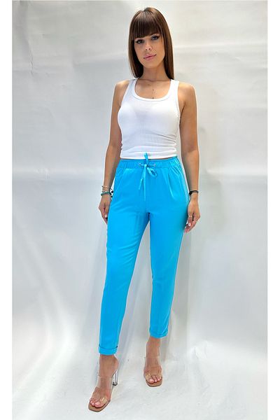 IFASTFASHION Pantaloni casual cu talie elastică și șnur decorativ – versatili și confortabili