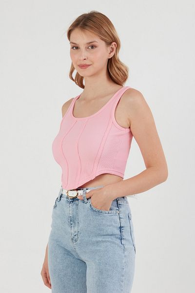 Fulla Moda Ribbed Stitched Crop Body