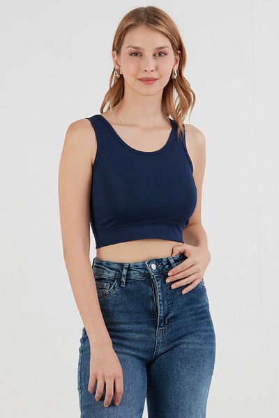 Fulla Moda Basic U Neck Crop Body