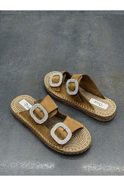 DİVA Taba Σουέτ Taşlı Γυναικεία Καθημερινά Παντόφλες