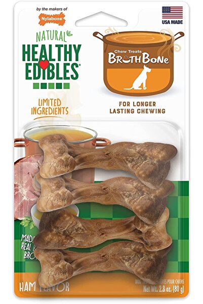 Nylabone مأكولات صحية، مرق عظام، لحم خنزير، ٤ قطع، مكافآت صغيرة صالحة للأكل