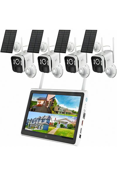 Spionescu Complete kit with 4 surveillance cameras, WIFI, 4k, 9000mAh battery capacity, 10-channel NVR
