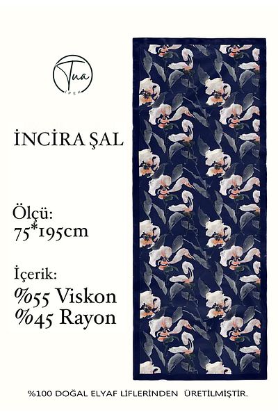TUA İPEK ȘAL DE PERLE din mătase organică de viscoză - Motiv floral