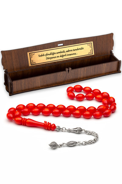 OTTOTESBİH Men's Gift 8X11Mm Katalin Prayer Beads, Bleeding Baga Prayer Beads Red