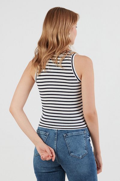 Fulla Moda Striped Halter Neckline Body