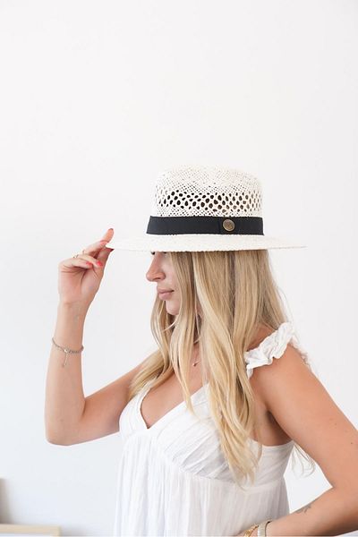 Niloshka Madre White Perforated Breathable Women's Straw Hat