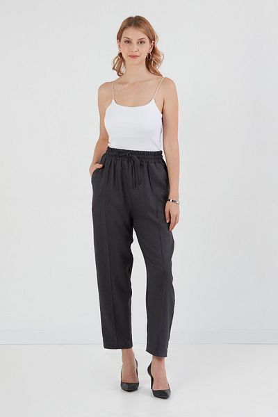 Fulla Moda Linen Shalwar Trousers with Tie Waist