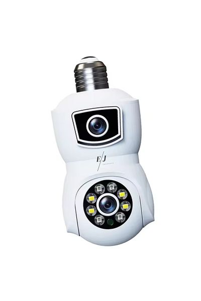 Spionescu Dual bulb surveillance camera, E9, V380 PRO, 4MP, 360° panoramic, 1080P, microSD port