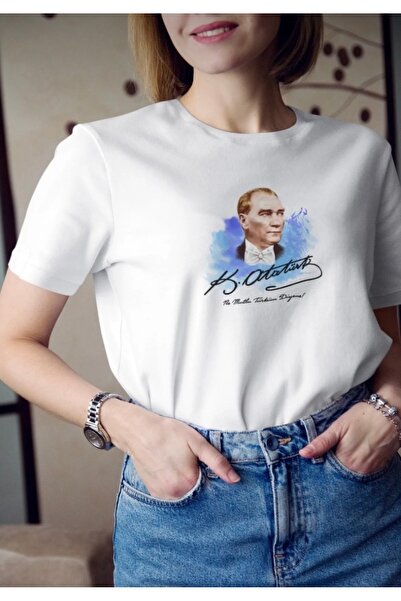 BYMEER Tricou alb cu imprimeu Ataturk