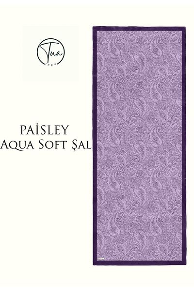 TUA İPEK Paisley Aqua Soft Coton Shal - Ethnic Patterned