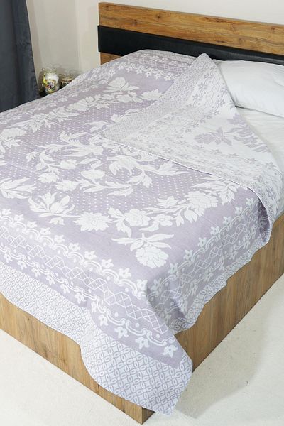 Defne&Apollon İpekçilik 100% Cotton Hand Woven Bird Patterned Pique 190 X 225 cm - Lilac