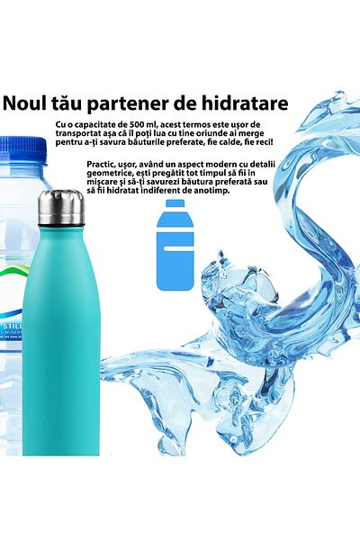 Bukate Bukate® 500ml insulated bottle, stainless steel, keeps drinks hot or cold for 12 hours.