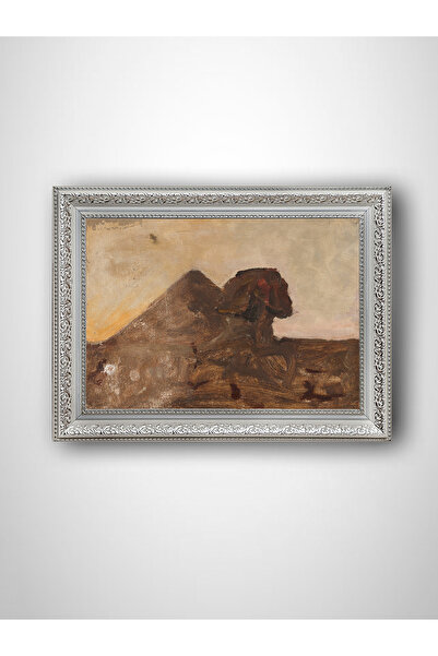 WoodyArts Egyptian Pyramid and Sphinx - White Vintage Frame