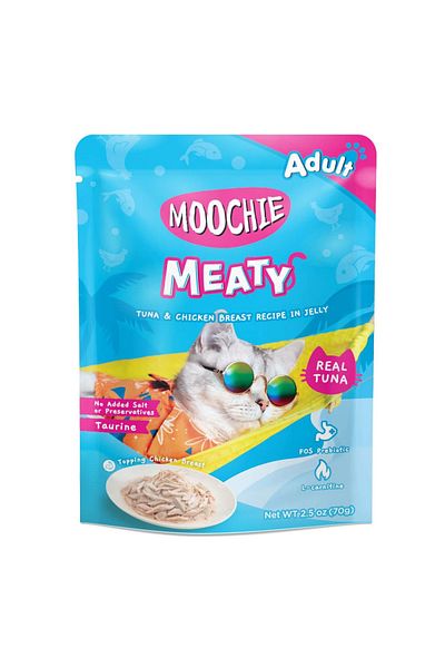 MOOCHIE Tuna & Chicken Breast Recipe in Jelly Pouch 70g Pack of 12
