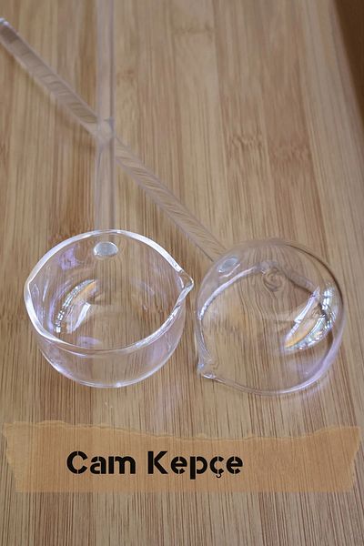 Tilbe Home Set of 2 Borosilicate Glass Ladle 25 cm Luxury Heat Resistant Serving Presentation Spoon Glass Sauce and Soup Ladle