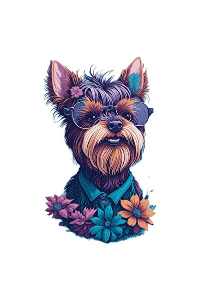 INOVATIX Set de 8 autocolante Yorkshire cu ochelari, INOVATIX®. 6 cm