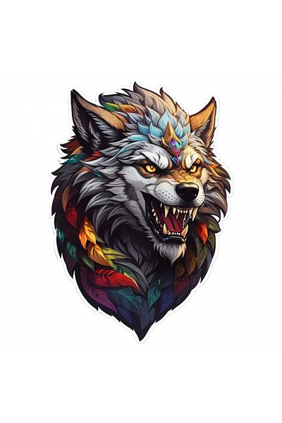 INOVATIX Set of 8 pieces, Werewolf with fangs sticker, INOVATIX®. 6 cm