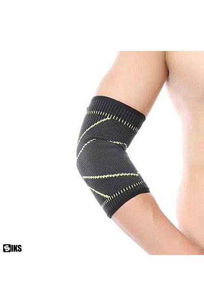 SIKS Elastic Armrest, Elbow Protection, Compression Band, Universal Size, Black With Green