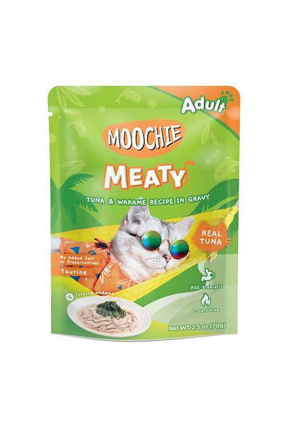 MOOCHIE Tuna & Wakame Recipe in Gravy Pouch 70g Pack of 12