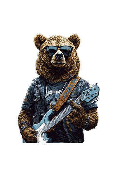 INOVATIX Комплект от 8 части, стикер „Мече китарист“, INOVATIX®. 6 см.