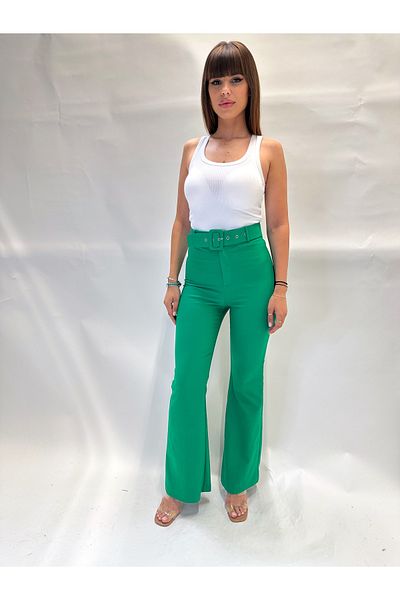 IFASTFASHION High-waisted flared pants with a wide belt – elegance and updated retro style
