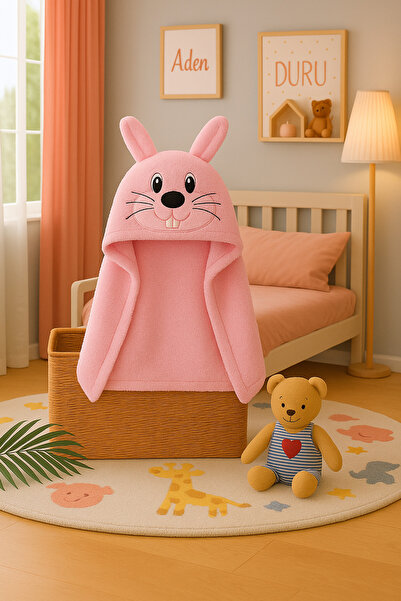 Lurji Animal Figured Hooded Soft Bathrobe & Towel for Kids – Rabbit Pattern