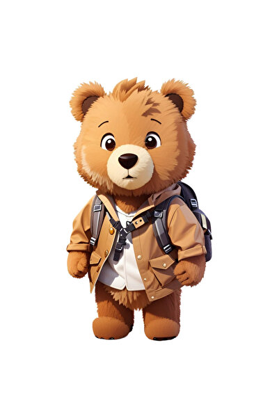 INOVATIX Set de 8 piese, autocolant Ursuleț cu rucsac în spate, INOVATIX®. 6 cm