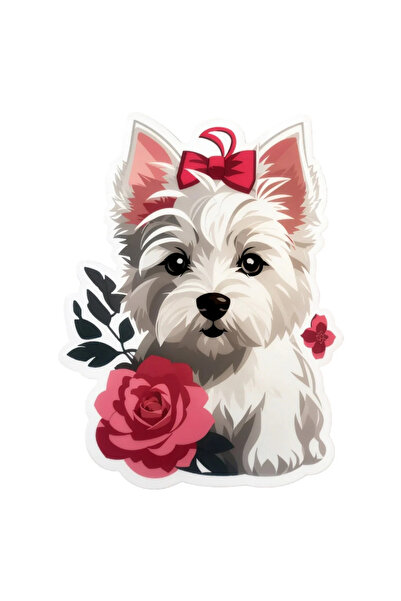 INOVATIX Комплект от 8 части, стикер Westie с панделка, INOVATIX®. 6 см.